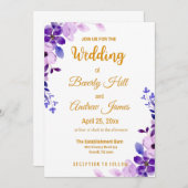 Paarse en gouden  lenteverbinding kaart (Voorkant / Achterkant)