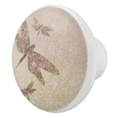 Paarse en gouden libellen Dragonfly - Aangepaste a Keramische Knop (Rechts)