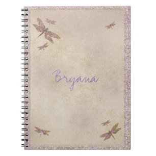 Paarse en gouden libellen Dragonfly Journal Custom Notitieboek