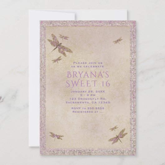 Paarse en gouden libellen kaart (Voorkant)