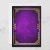 Paarse en gouden Lijsten bruiloft Kaart (Achterkant)