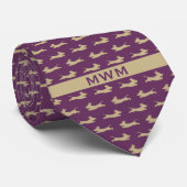 Paarse en gouden lopende teckel stropdas (Opgerold)