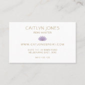 Paarse en gouden Lotus Logo Yoga | Reiki Visitekaartje (Achterkant)
