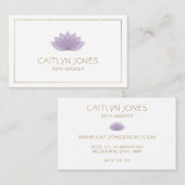Paarse en gouden Lotus Logo Yoga | Reiki Visitekaartje (Voorkant / Achterkant)
