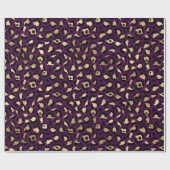 Paarse en gouden luipaard afdrukken cadeaupapier (Vlak)