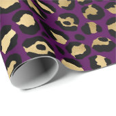 Paarse en gouden luipaard afdrukken cadeaupapier (Rol Hoek)