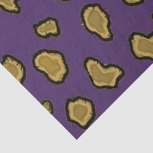 Paarse en gouden luipaard afdrukken tissuepapier (Detail)