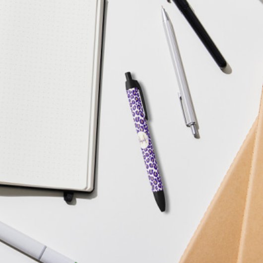 Paarse en gouden luipaard Patroon Blauwe Inkt Pen