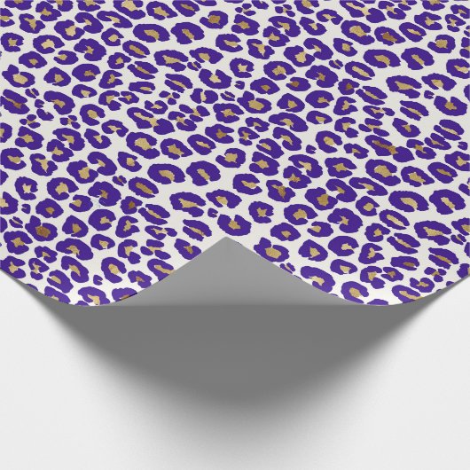 Paarse en gouden luipaard Patroon Cadeaupapier (Hoek)