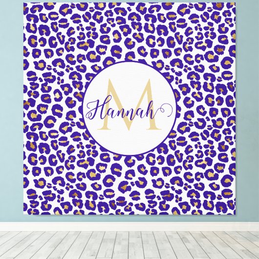 Paarse en gouden luipaard Patroon Canvas Afdruk (Insitu (Houten vloer))