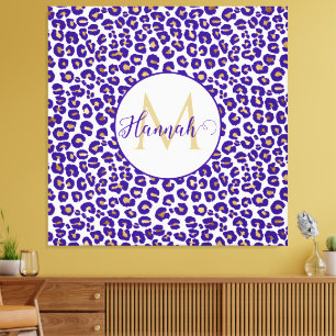 Paarse en gouden luipaard Patroon Canvas Afdruk
