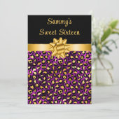 Paarse en gouden luipaard Print Sweet Sixteen Kaart (Staand voorkant)