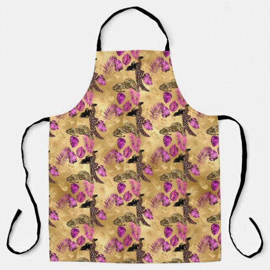 Paarse en gouden luipaard serie ontwerp 7 schort (Voorkant)