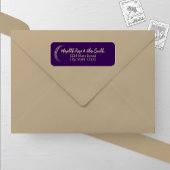 Paarse en gouden maan bruiloft retour adres label