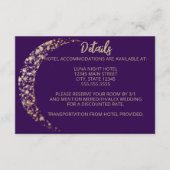 Paarse en gouden maan en terug bruiloft informatiekaartje (Voorkant)