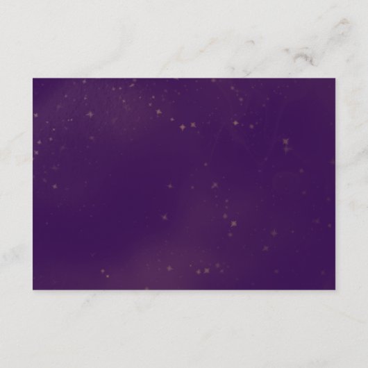 Paarse en gouden maan en terug bruiloft informatiekaartje (Achterkant)