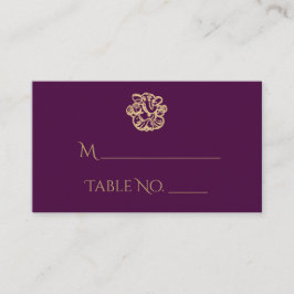 Paarse en gouden Mandala Indiase trouwplaatskaarte Plaatskaartje