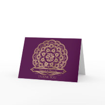 Paarse en Gouden Mandala Indiër dankt u kaardt
