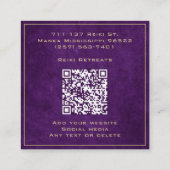 Paarse en gouden Mandala Reiki Healing Meditatie Vierkante Visitekaartje (Achterkant)