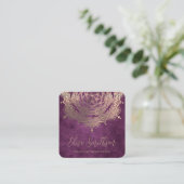 Paarse en gouden Mandala Reiki Healing Meditatie Vierkante Visitekaartje (Staand voorkant)