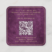 Paarse en gouden Mandala Reiki Healing Meditatie Vierkante Visitekaartje (Achterkant)