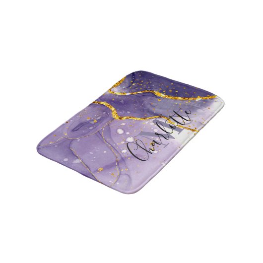 Paarse en gouden marmer badmat (Gekanteld)