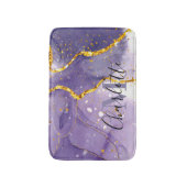 Paarse en gouden marmer badmat (Voorkant Verticaal)