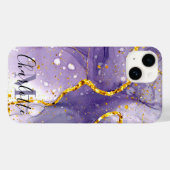 Paarse en gouden marmer Case-Mate iPhone case (Achterkant (horizontaal))