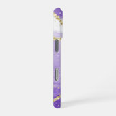 paarse en gouden marmer glitters gepersonaliseerd iPhone hoesje (Rechterkant)