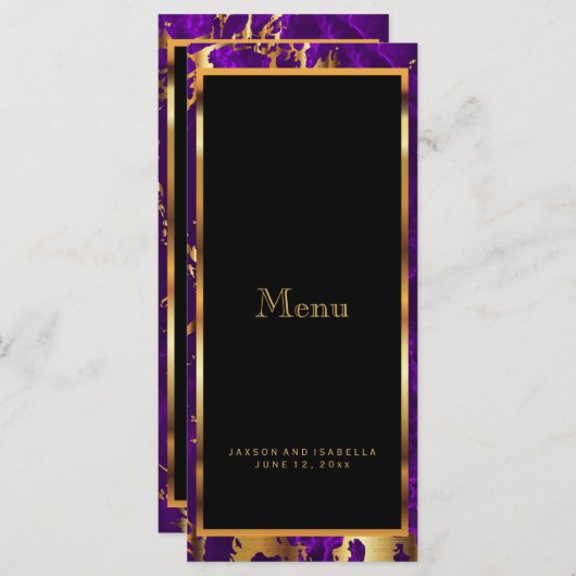 Paarse en gouden marmer - Menu (Voorkant / Achterkant)