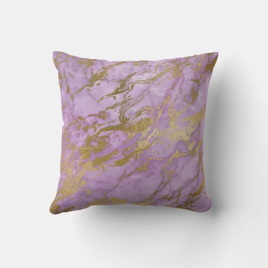 Paarse en gouden marmer monogram Initiaal Kussen (Achterkant)