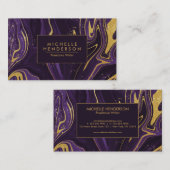 Paarse en gouden marmer visitekaartje (Voorkant / Achterkant)