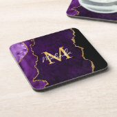 Paarse en gouden marmeren agaat bier onderzetter (Linkerzijde)