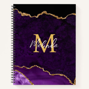 Paarse en gouden marmeren agaat notitieboek