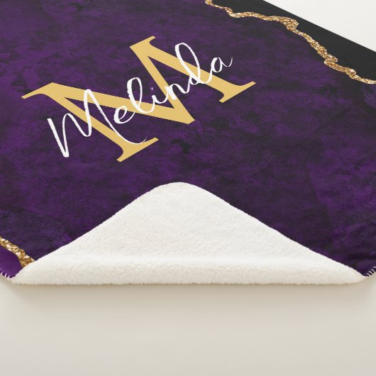 Paarse en gouden marmeren agaat sherpa deken (3/4)