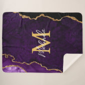Paarse en gouden marmeren agaat sherpa deken (Voorkant (horizontaal))