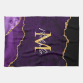 Paarse en gouden marmeren agaat theedoek (Horizontaal)