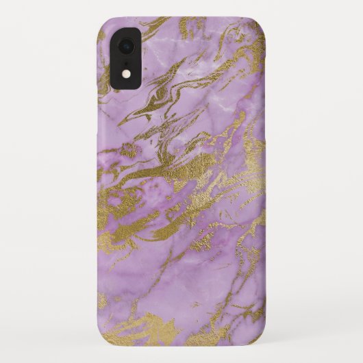 Paarse en gouden marmeren elegante moderne print Case-Mate iPhone case (Achterkant)