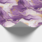 Paarse en gouden marmeren vloeibare stijl patroon cadeaupapier (Hoek)
