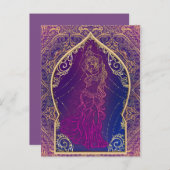Paarse en gouden Marokkaanse buikdansfeest Uitnodiging Briefkaart (Voorkant / Achterkant)