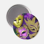 Paarse en gouden maskerade maskers Mardi Gras Magneet (Voorkant / Achterkant)