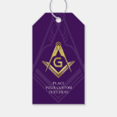 Paarse en gouden Masonic Gift Labels | Freemason Cadeaulabel (Voorkant)