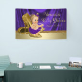 Paarse en gouden meisje Baby shower Spandoek (Beurs)