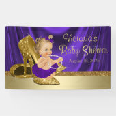 Paarse en gouden meisje Baby shower Spandoek (Horizontaal)