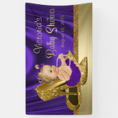 Paarse en gouden meisje Baby shower Spandoek (Verticaal)
