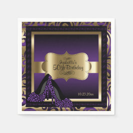 Paarse en gouden metallic - 50e verjaardag | DIY-t Servet