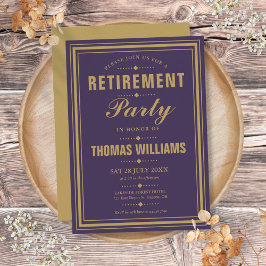Paarse en gouden moderne elegante pensioenpartij kaart