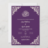  Paarse en gouden moslim bruiloft Kaart (Voorkant)