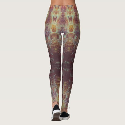 Paarse en gouden motief leggings (Achterkant)