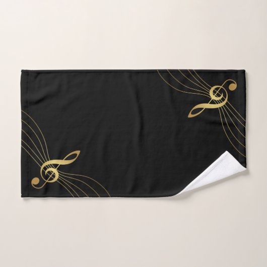 Paarse en gouden muziekhanddoeken - Treble Clef Bad Handdoek (Handdoek)